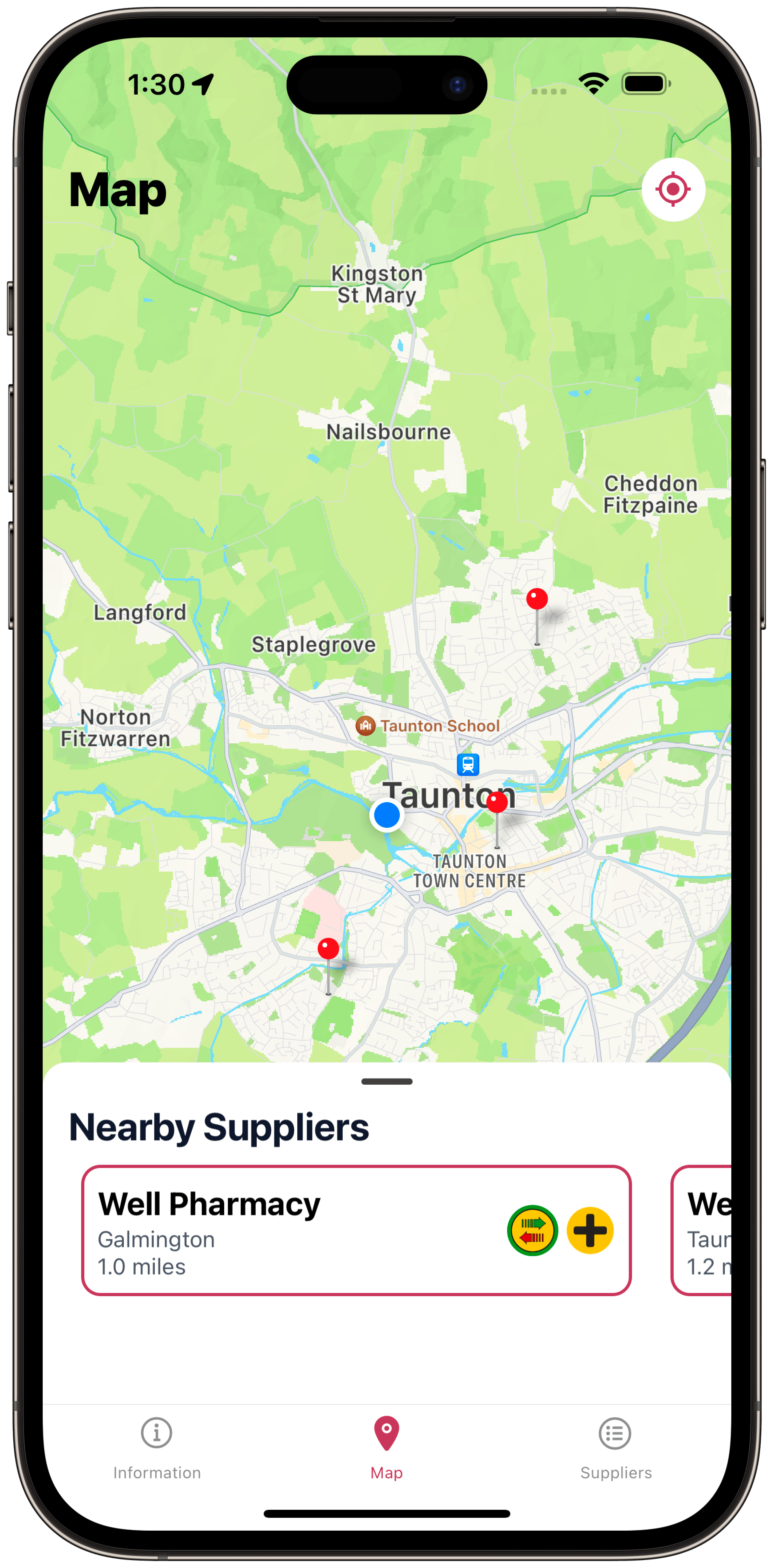 Carry Naloxone — finding nearby suppliers on the map